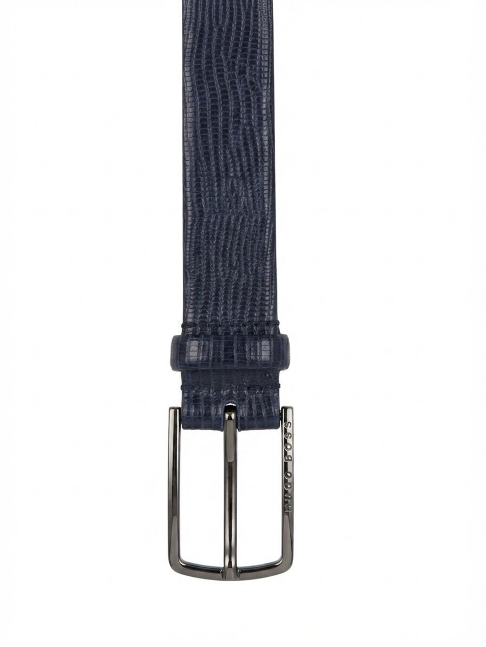 Men's Hugo Boss Navy Blue Textured Leather Belt - Size 95/36 - Made in Tunisia